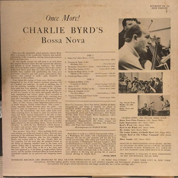 Charlie Byrd : Charlie Byrd's Bossa Nova Once More! (LP, Mono)