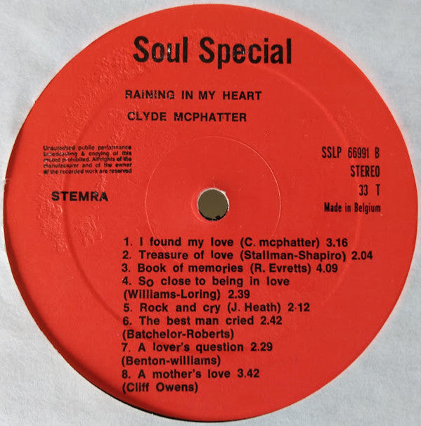 Clyde McPhatter : Raining In My Heart (LP, Album, Comp)