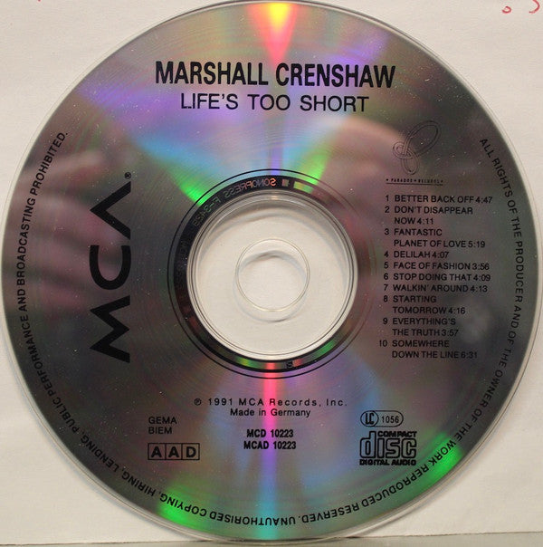 Marshall Crenshaw : Life's Too Short (CD)