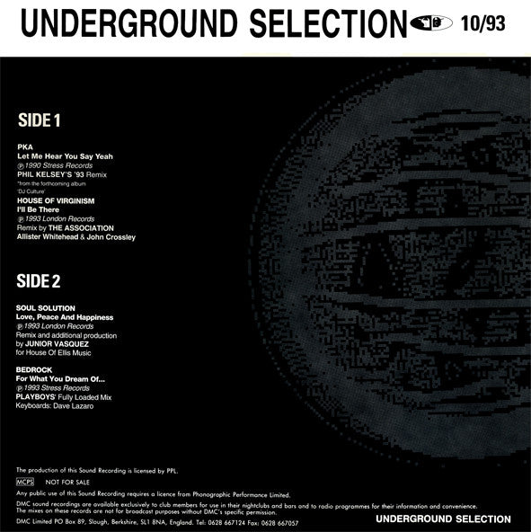 Various : Underground Selection 10/93 (12")