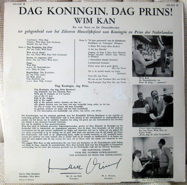 Wim Kan : Dag Koningin, Dag Prins! (10", Album)