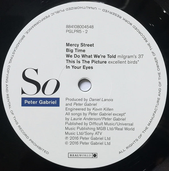 Peter Gabriel : So (LP, Album, RE, RM, 180)