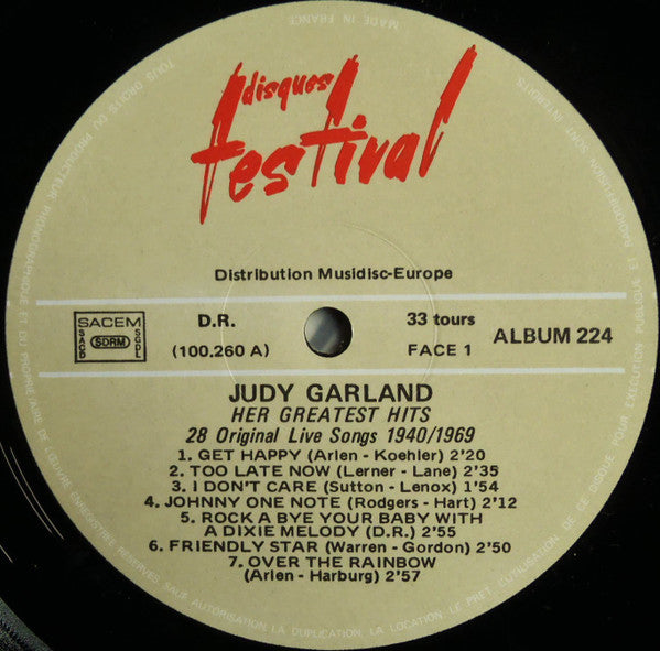 Judy Garland : Her Greatest Hits - 28 Original Live Songs 1940/1969 (2xLP, Comp)