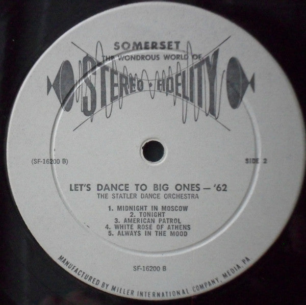 The Statler Dance Orchestra : Let's Dance To Big Hits 1962 (LP)