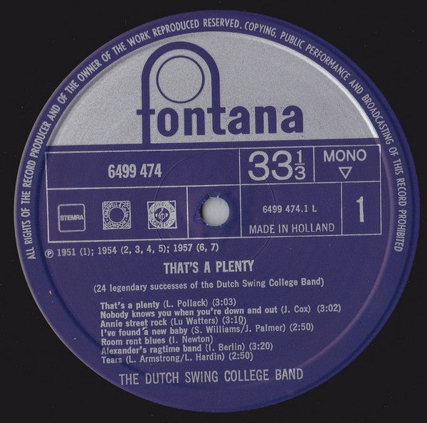 The Dutch Swing College Band : That's A Plenty (24 Legendary Successes Of The) (2xLP, Comp, M/Print)