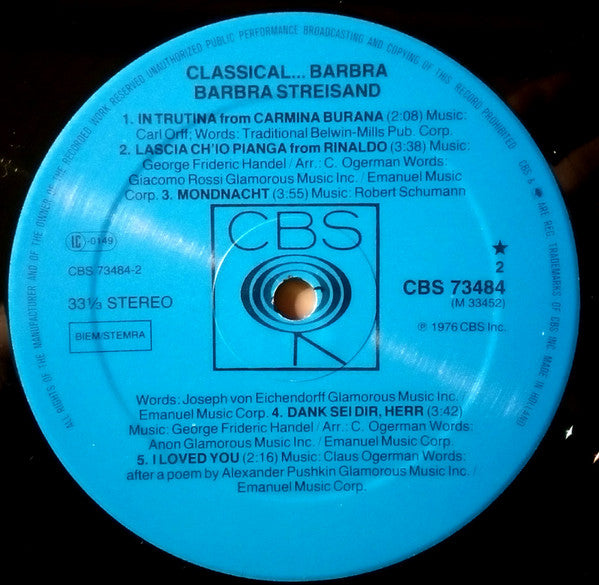 Barbra Streisand : Classical... Barbra (LP, Album)