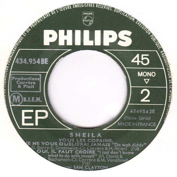 Sheila (5) : Écoute Ce Disque (7", EP, Mono)