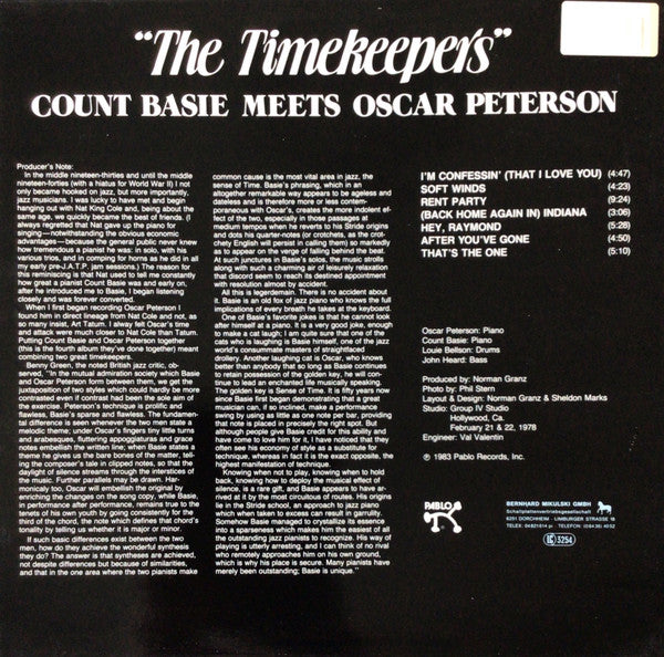 Count Basie Meets Oscar Peterson : The Timekeepers (LP)