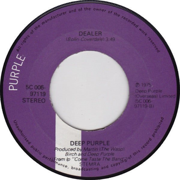 Deep Purple : You Keep On Moving / Dealer (7", Single)