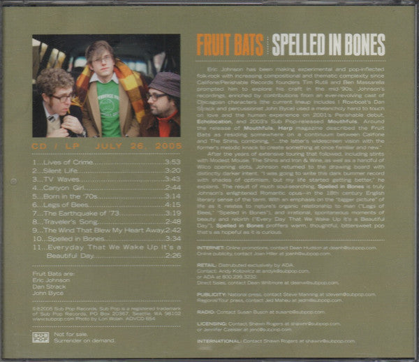 Fruit Bats : Spelled In Bones (CD, Advance, Album, Promo)
