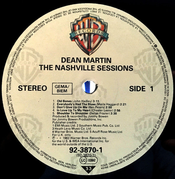 Dean Martin : The Nashville Sessions (LP, Album)