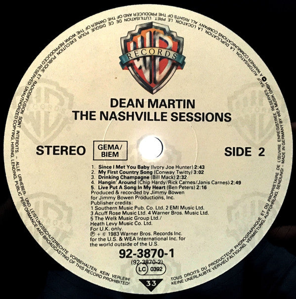 Dean Martin : The Nashville Sessions (LP, Album)