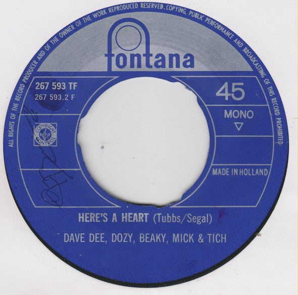 Dave Dee, Dozy, Beaky, Mick & Tich : Hideaway / Here's A Heart (7", Single, Mono)