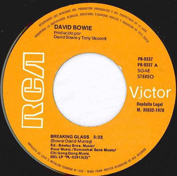 David Bowie : Stage - Breaking Glass / Art Decade / Ziggy Stardust (7", Single)
