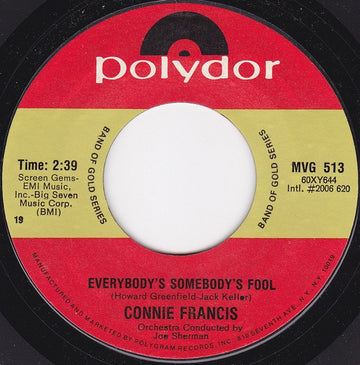 Connie Francis : Everybody's Somebody's Fool (7", Single, RE)