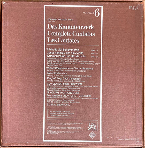Johann Sebastian Bach : Das Kantatenwerk (Complete Cantatas) | BWV 21-23 | Vol. 6 (2xLP + Box)