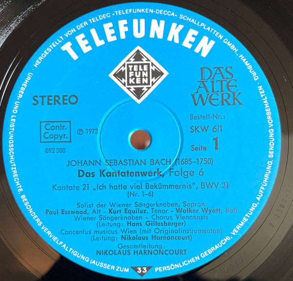 Johann Sebastian Bach : Das Kantatenwerk (Complete Cantatas) | BWV 21-23 | Vol. 6 (2xLP + Box)