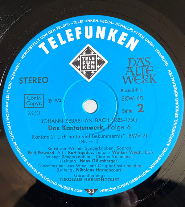 Johann Sebastian Bach : Das Kantatenwerk (Complete Cantatas) | BWV 21-23 | Vol. 6 (2xLP + Box)