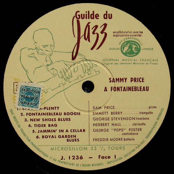 Sammy Price : Sammy Price A Fontainebleau (LP, Mono)