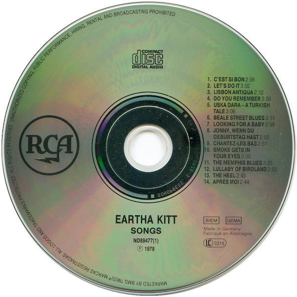 Eartha Kitt : Songs (2xCD, Comp, Dou)