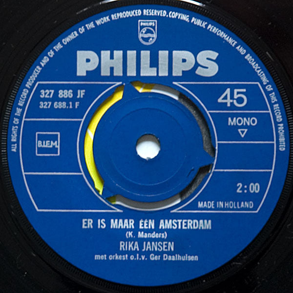 Rika Jansen : Amsterdam Huilt / Er Is Maar Eén Amsterdam (7", Single, Mono)