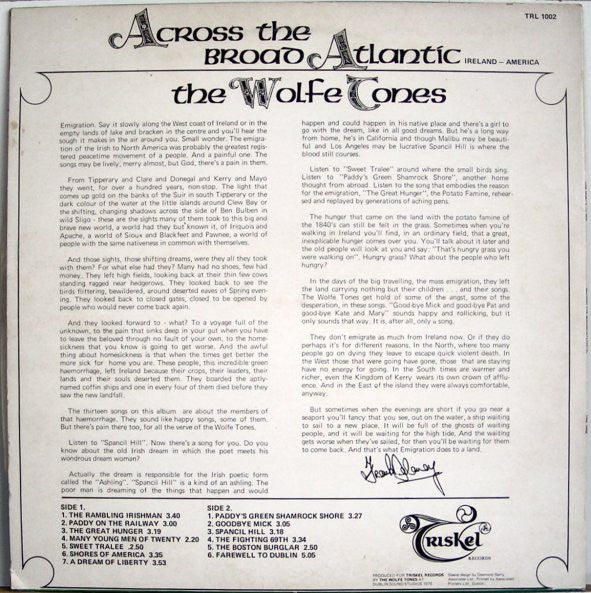 The Wolfe Tones : Across The Broad Atlantic (LP, Album)