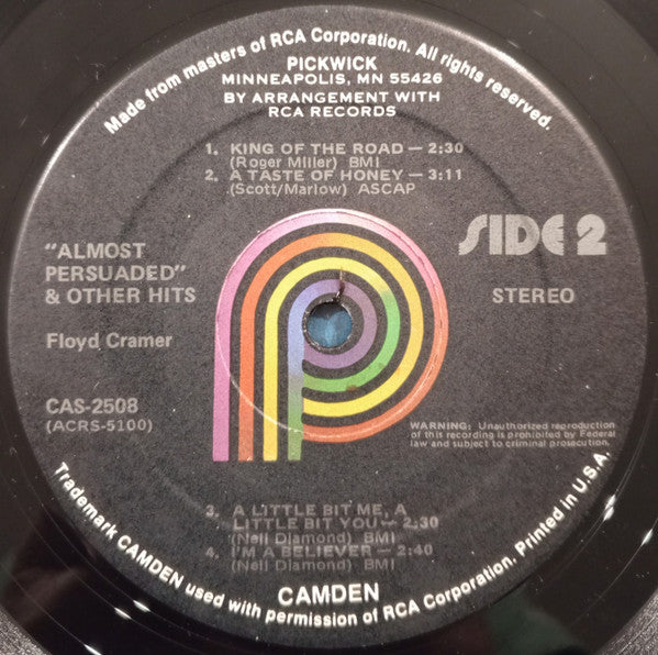 Floyd Cramer : Almost Persuaded And Other Hits (LP, Comp, RE)