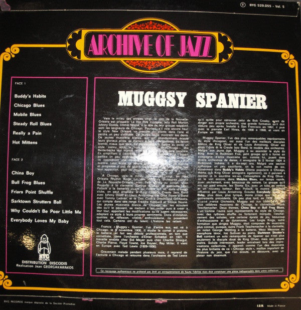 Muggsy Spanier : Archive Of Jazz Volume 5 - China Boy - Everybody Loves My Baby - Chicago Blues (LP, Comp, RE)