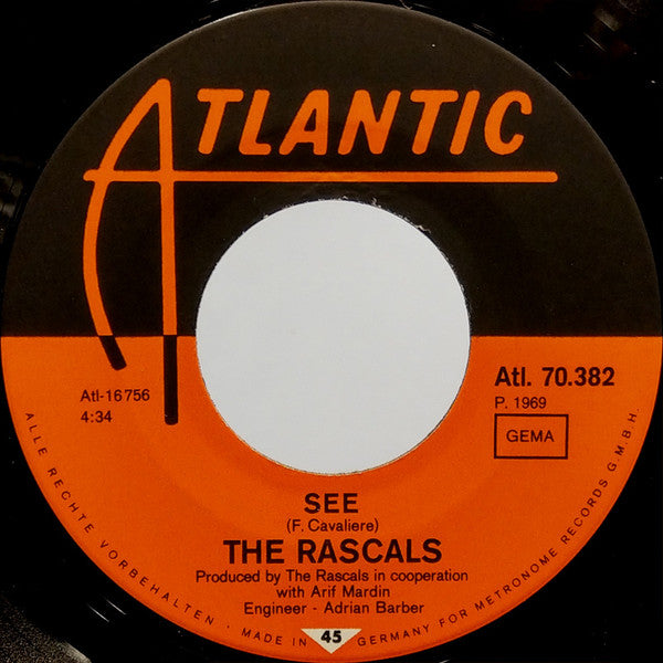 The Rascals : See / Away Away (7", Single)