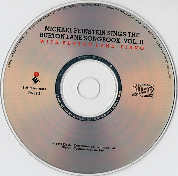 Michael Feinstein With Burton Lane : Michael Feinstein Sings The Burton Lane Songbook Vol. II (CD, Album)