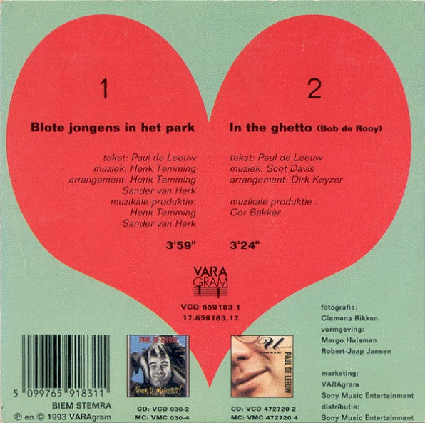 Paul de Leeuw / Bob de Rooy : Blote Jongens In Het Park / In The Ghetto (CD, Single)