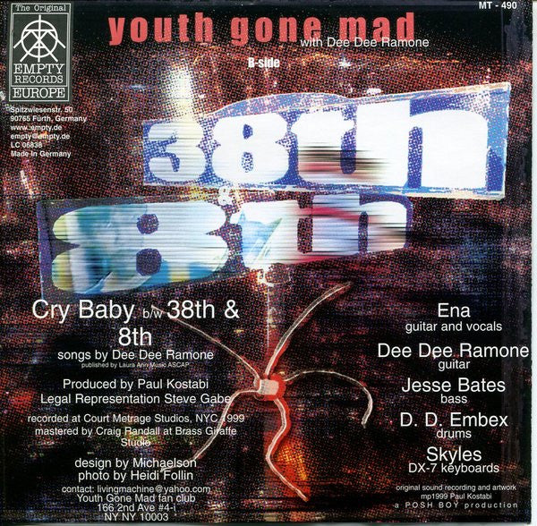 Youth Gone Mad With Dee Dee Ramone : Cry Baby (7", Gre)