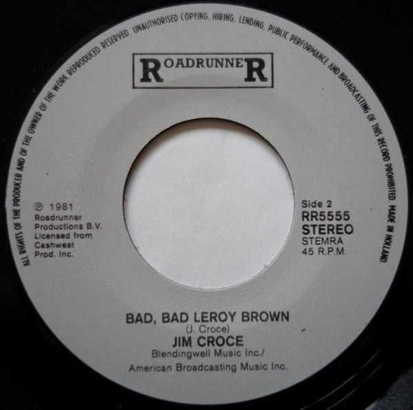 Jim Croce : Time In A Bottle / Bad, Bad Leroy Brown (7", Single)
