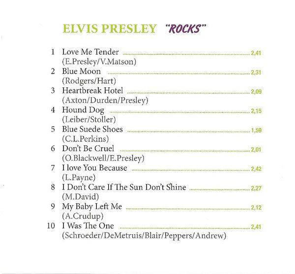 Elvis Presley : "Rocks" - Blue Suede Shoes (CD, Comp, Sli)
