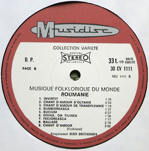 Deben Bhattacharya : Roumanie (LP, RE)