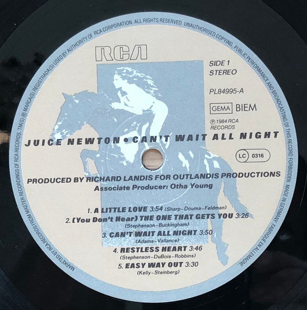 Juice Newton : Can't Wait All Night (LP, Album)
