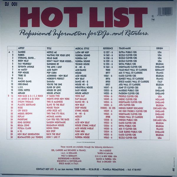 Various : Hot List (LP, Comp, Smplr, Pre)
