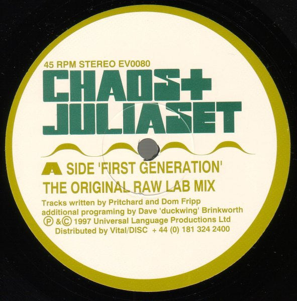 Chaos & Julia Set : First Generation (The Original Raw Lab Mix) (12", S/Sided, Etch)