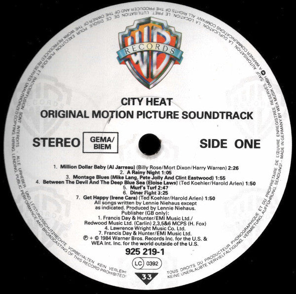 Various : City Heat ( Original Motion Picture Sound Track ) (LP, Album)
