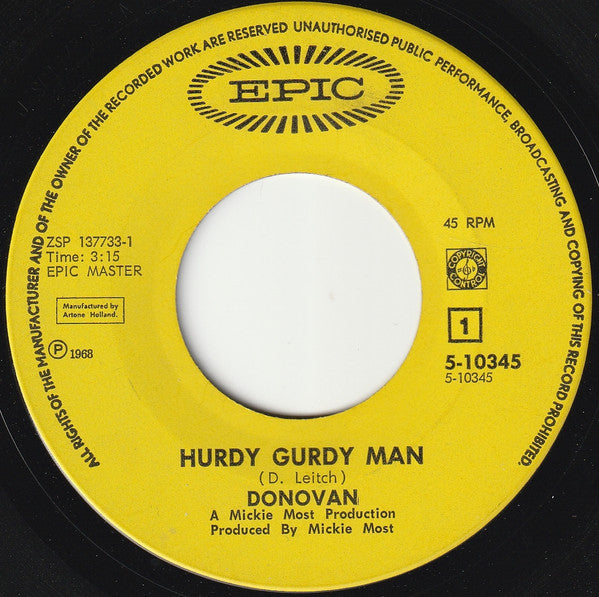 Donovan : The Hurdy Gurdy Man (7", Single)