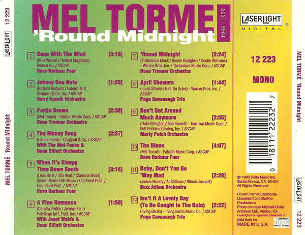Mel Tormé : 'Round Midnight (CD, Comp, Mono)