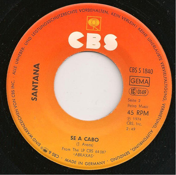 Santana : Samba Pa Ti / Se A Cabo (7", Single)