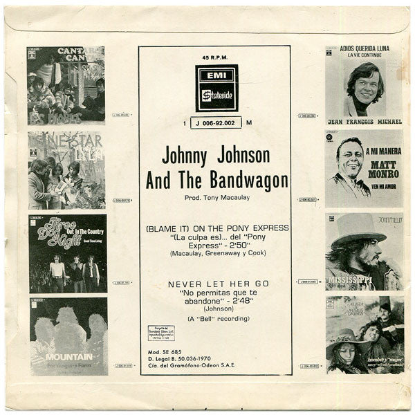 Johnny Johnson And The Bandwagon : (Blame It) On The Pony Express (7", Single)