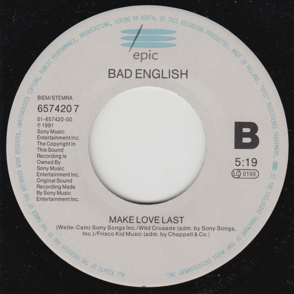 Bad English : Straight To Your Heart (7", Single)