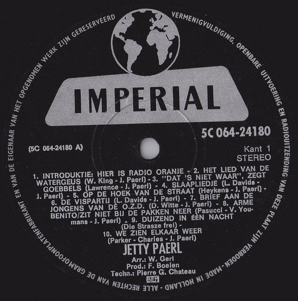 Jetty Paerl : Jetje Van Radio Oranje (LP, Album)