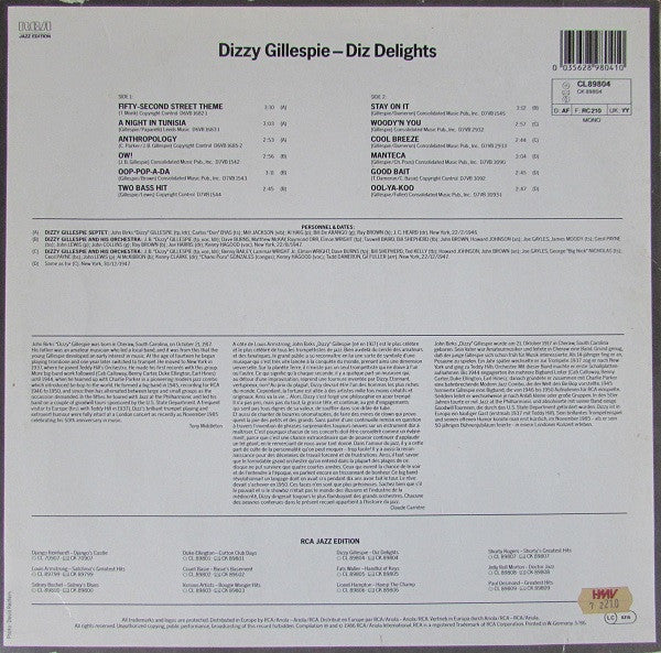 Dizzy Gillespie : Diz Delights (LP, Comp, Mono)