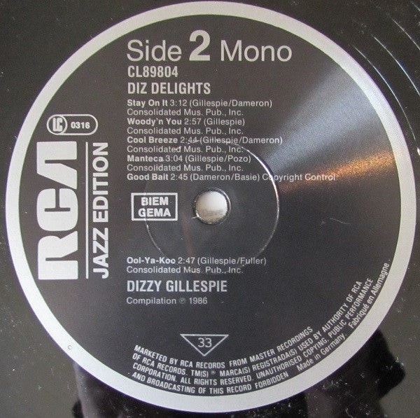 Dizzy Gillespie : Diz Delights (LP, Comp, Mono)