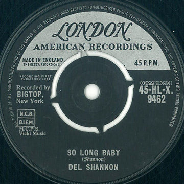 Del Shannon : So Long Baby (7", Single)