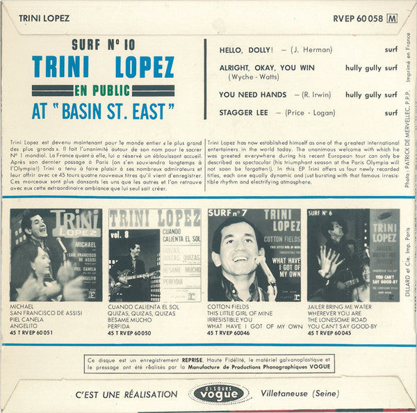 Trini Lopez : Super Surf Vol. 10  (7", EP)