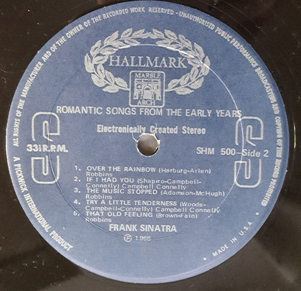 Frank Sinatra : Romantic Songs From The Early Years (LP, Comp, RE)